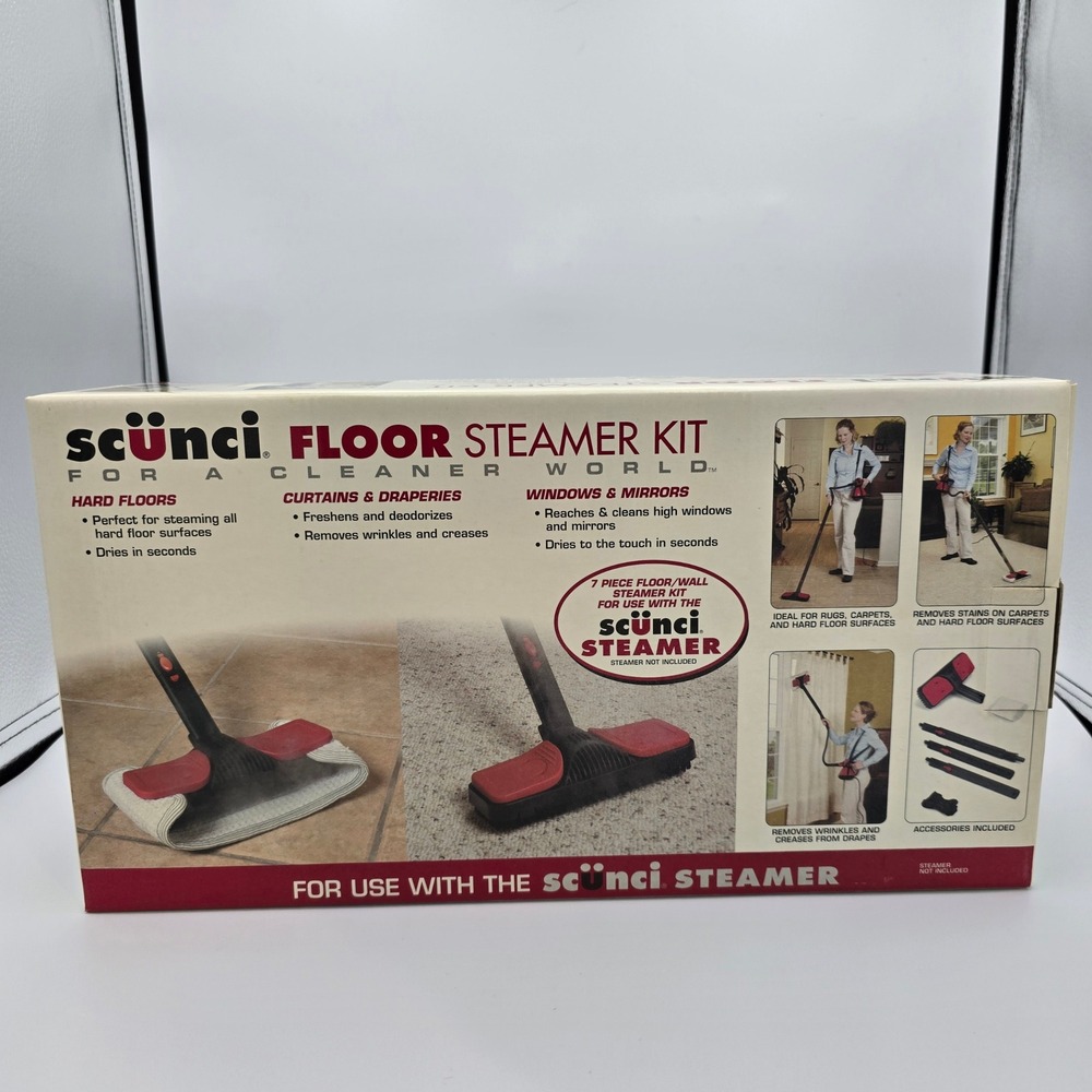 Scunci Floor Steamer Kit 7 Piece Accessory Set for Hard Floors Curtains Windows